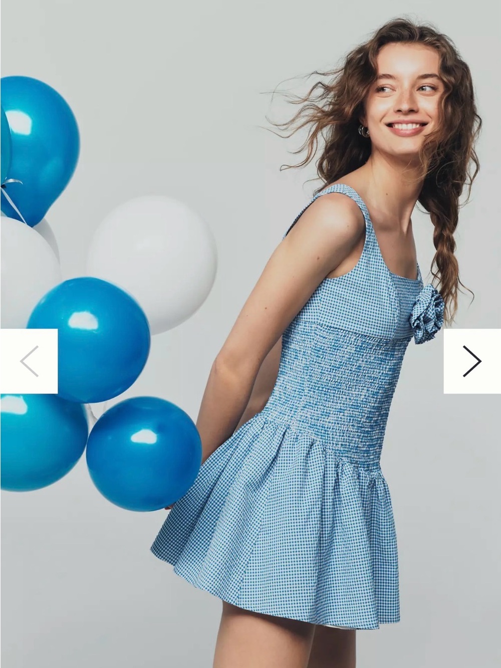 Maeve Light Blue Gingham Smocked Mini Dress